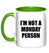 Чашка с цветной ручкой I'm not a monday person Зеленый фото