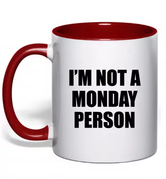 Чашка с цветной ручкой I'm not a monday person Красный фото