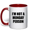 Чашка с цветной ручкой I'm not a monday person Красный фото