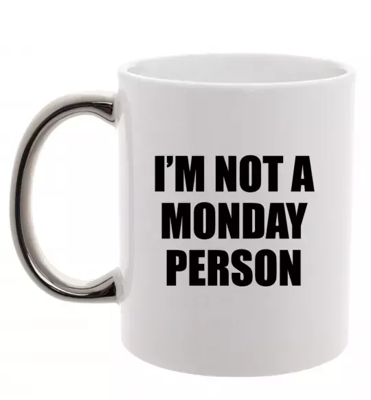Чашка с цветной ручкой I'm not a monday person Серебро фото