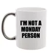 Чашка с цветной ручкой I'm not a monday person Серебро фото