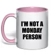 Чашка с цветной ручкой I'm not a monday person Нежно розовый фото