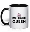Чашка з кольоровою ручкою Cake baking queen Чорний фото