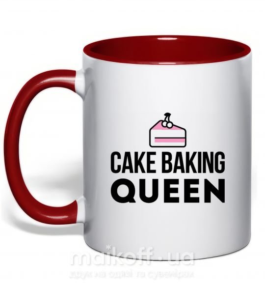 Чашка з кольоровою ручкою Cake baking queen Червоний фото