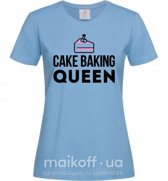 Жіноча футболка Cake baking queen Блакитний фото
