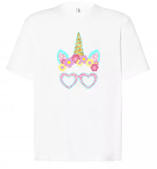 Футболка Оверсайз Unicorn in glasses Білий фото