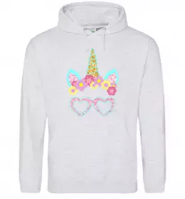 Мужская толстовка (худи) Hyping unicorn Серый меланж фото