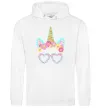 Женская толстовка (худи) Unicorn in glasses Белый фото