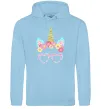 Жіноча толстовка (худі) Unicorn in glasses Блакитний фото