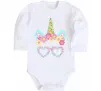 Дитячий бодік Unicorn in glasses Білий фото