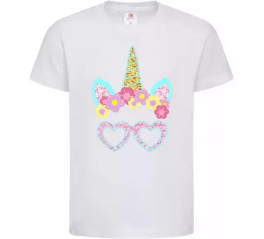 Дитяча футболка Unicorn in glasses Білий фото