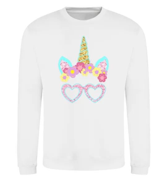 Світшот Unicorn in glasses Білий фото