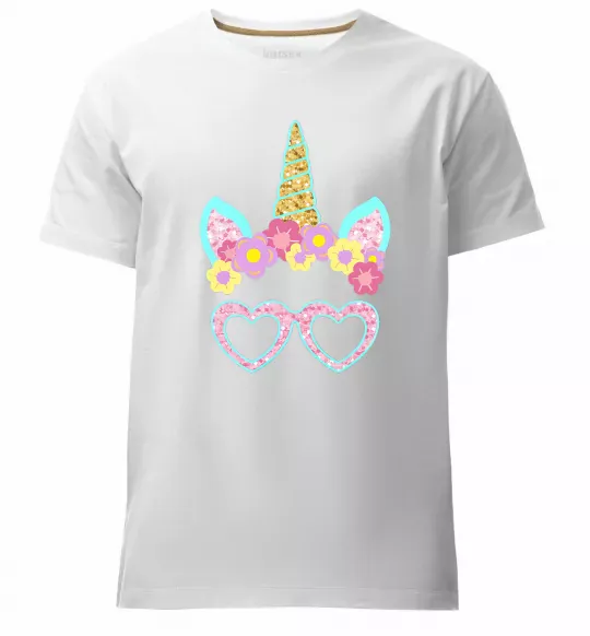 Чоловіча преміум футболка Unicorn in glasses Білий фото