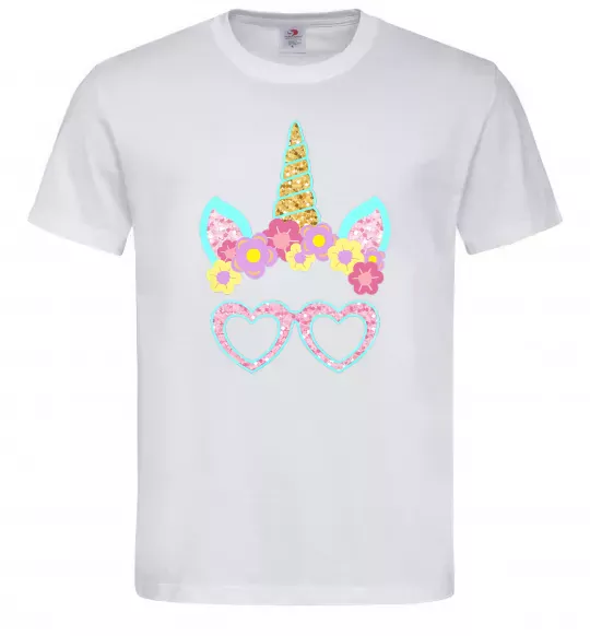 Мужская футболка Unicorn in glasses Белый фото