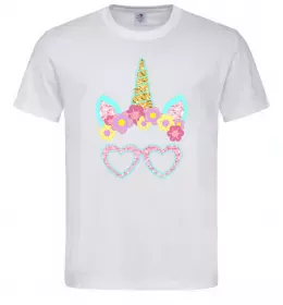 Мужская футболка Unicorn in glasses Белый фото