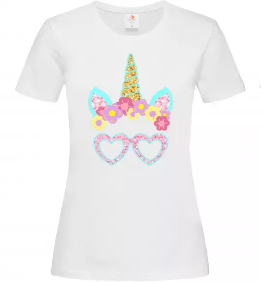 Жіноча футболка Unicorn in glasses Білий фото