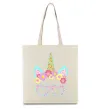 Еко-сумка Unicorn in glasses Бежевий фото
