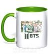 Чашка з кольоровою ручкою BTS photo and logo Зелений фото