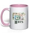Чашка з кольоровою ручкою BTS photo and logo Ніжно рожевий фото