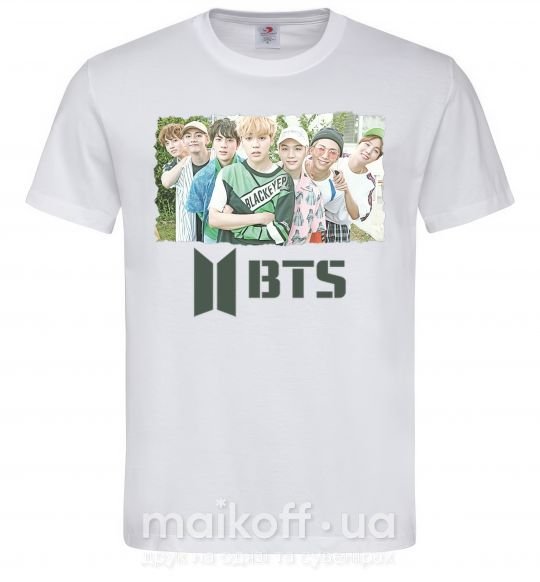 Мужская футболка BTS photo and logo Белый фото