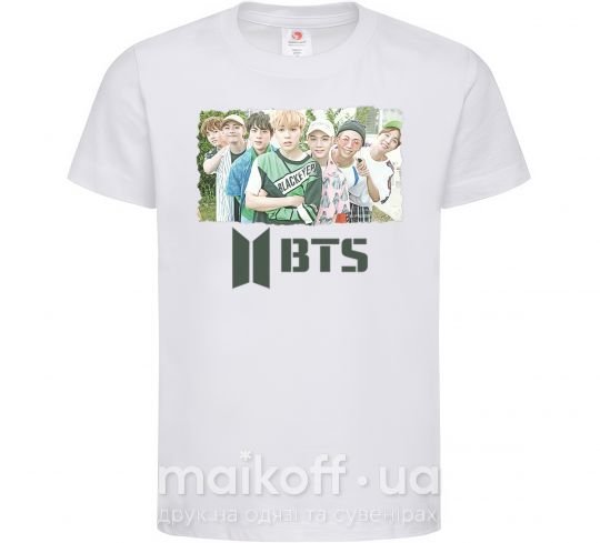 Детская футболка BTS photo and logo Белый фото