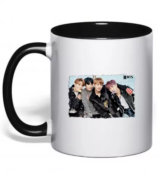 Чашка с цветной ручкой BTS photo Черный фото