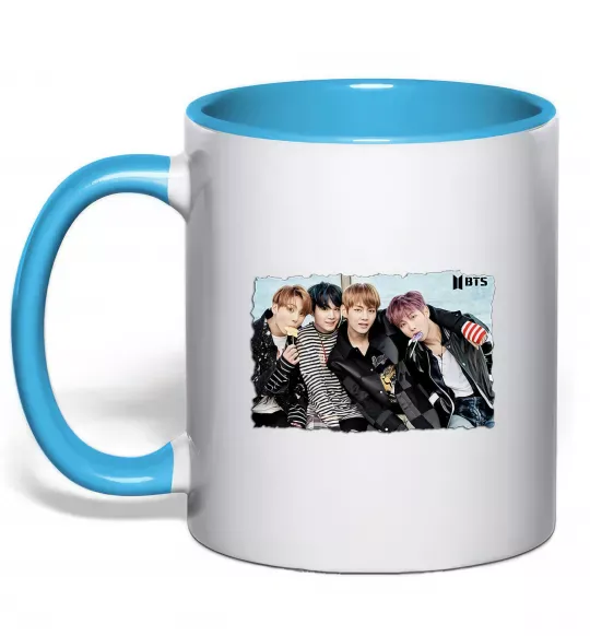 Чашка с цветной ручкой BTS photo Голубой фото