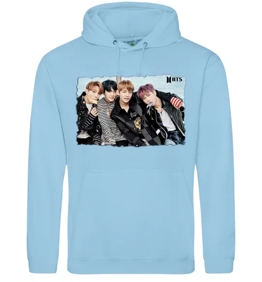 Чоловіча толстовка (худі) BTS photo Блакитний фото
