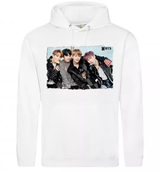Жіноча толстовка (худі) BTS photo Білий фото