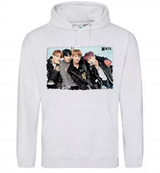 Жіноча толстовка (худі) BTS photo Сірий меланж фото