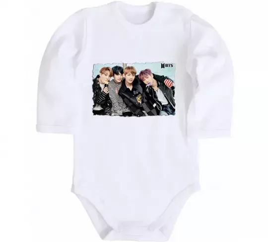 Детский боди BTS photo Белый фото