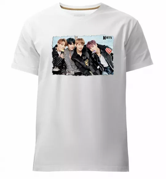 Чоловіча преміум футболка BTS photo Білий фото