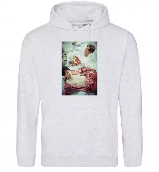 Мужская толстовка (худи) Мин Юнги Чи Мин Серый меланж фото