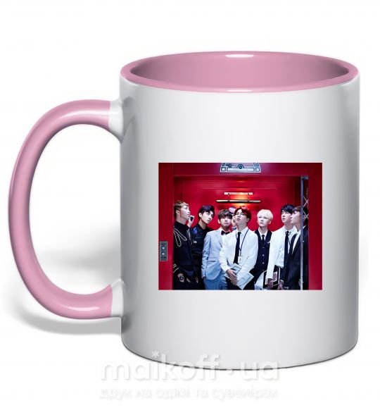Чашка з кольоровою ручкою BTS DOPE Ніжно рожевий фото