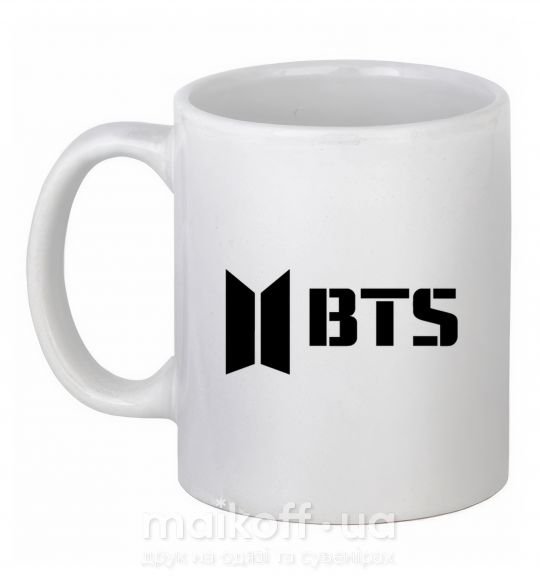 Чашка керамічна BTS black logo Білий фото