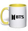 Чашка з кольоровою ручкою BTS black logo Сонячно жовтий фото