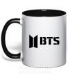 Чашка с цветной ручкой BTS black logo Черный фото