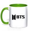Чашка з кольоровою ручкою BTS black logo Зелений фото