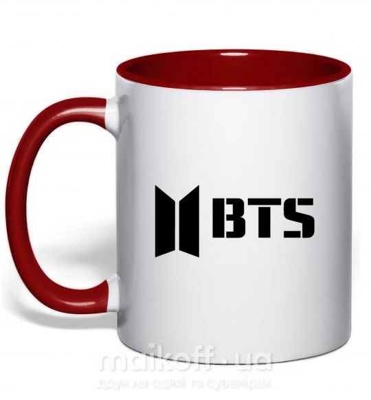 Чашка з кольоровою ручкою BTS black logo Червоний фото