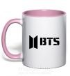 Чашка з кольоровою ручкою BTS black logo Ніжно рожевий фото