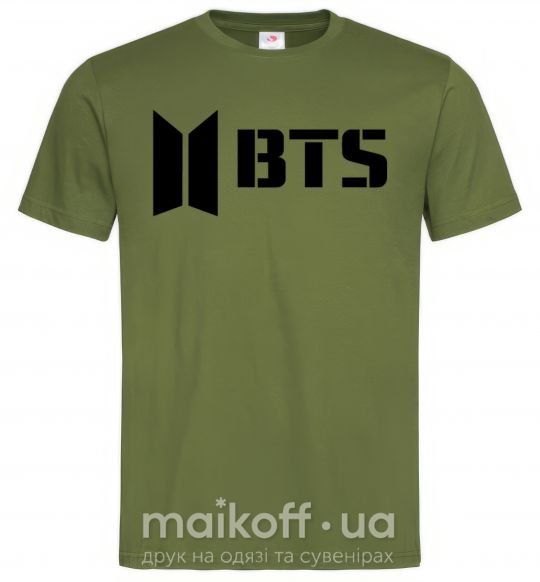 Чоловіча футболка BTS black logo Оливковий фото