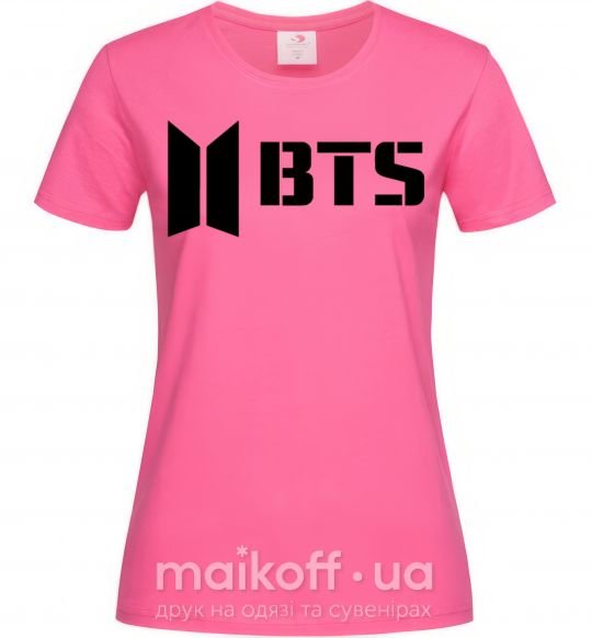Женская футболка BTS black logo Ярко-розовый фото