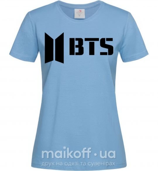 Женская футболка BTS black logo Голубой фото