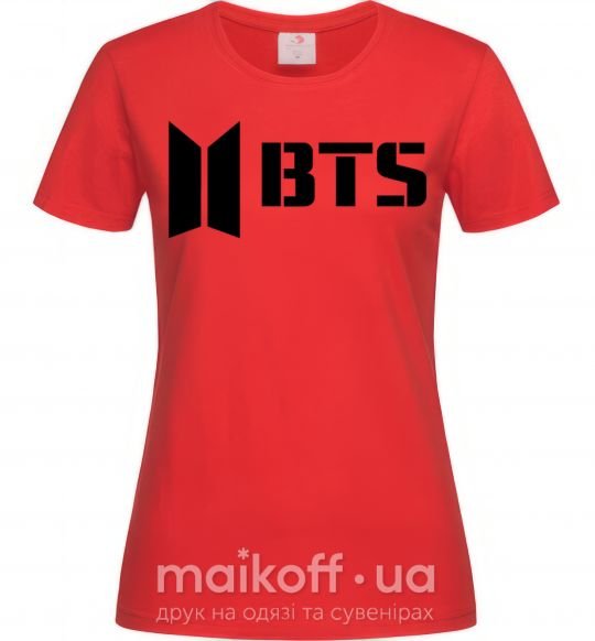 Женская футболка BTS black logo Красный фото
