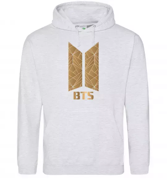 Чоловіча толстовка (худі) BTS gold logo Сірий меланж фото
