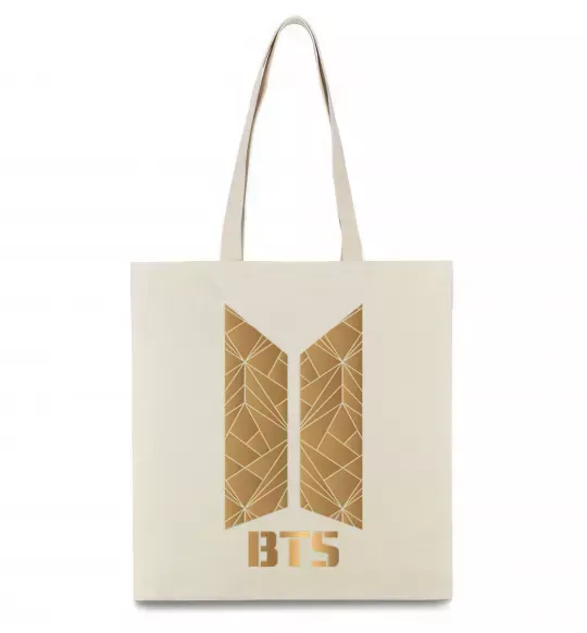 Эко-сумка BTS gold logo Бежевый фото
