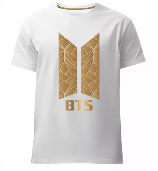 Чоловіча преміум футболка BTS gold logo Білий фото