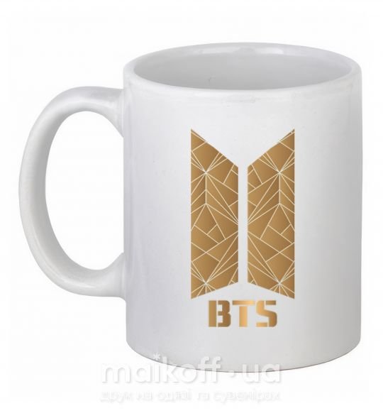 Чашка керамічна BTS gold logo Білий фото
