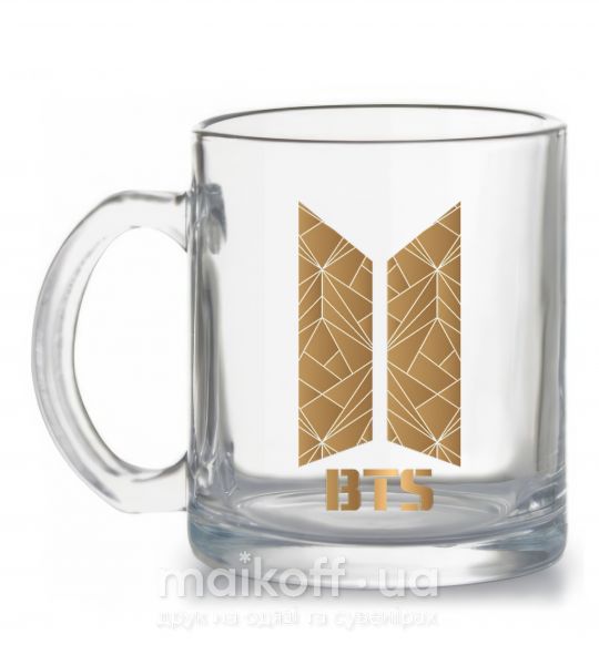Чашка скляна BTS gold logo Прозорий фото