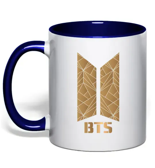 Чашка с цветной ручкой BTS gold logo Глубокий темно-синий фото